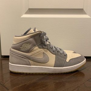 PreOwned Size 12 Air Jordan 1 Mid SE 'Coconut Milk Particle Grey' High Tops